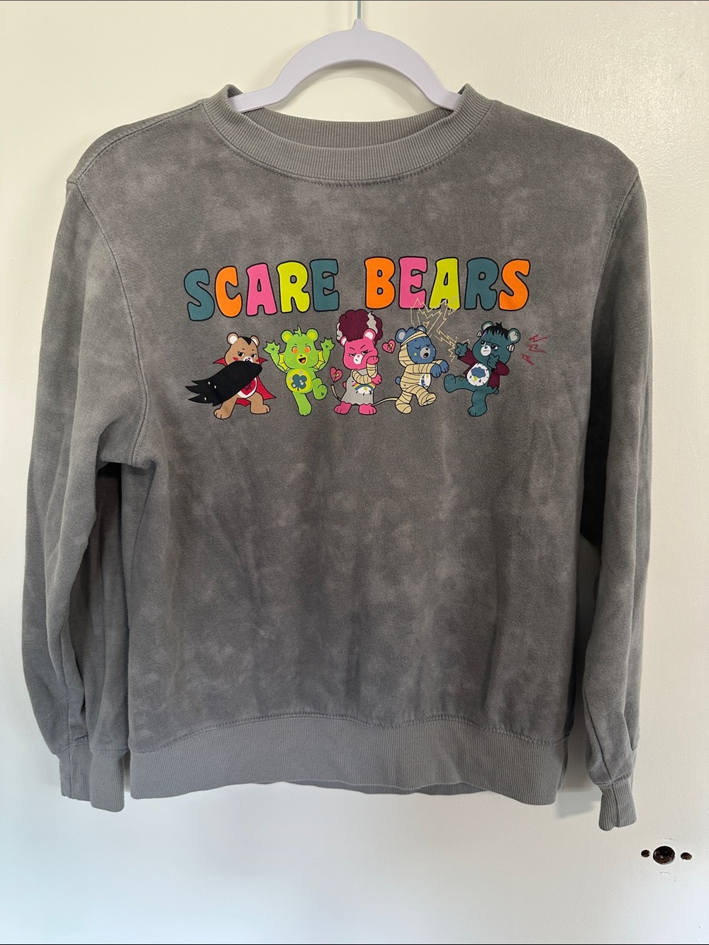 Care Bears X Universal Monsters Light Gray Crewneck Sweatshirt SM
